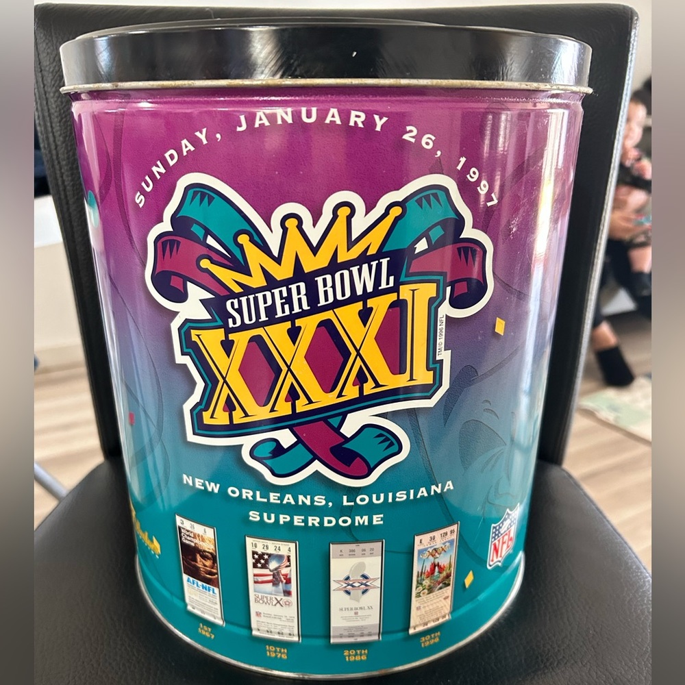 NFL Super Bowl XXX January‎ 28 1996 Popcorn Tin Can - Cowboys Steelers - RARE
